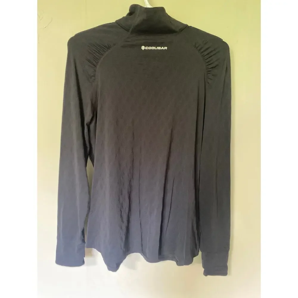 Coolibar UPF 50+ Arabella Quarter Zip Black Large Sun Protection Beach Swim Bike